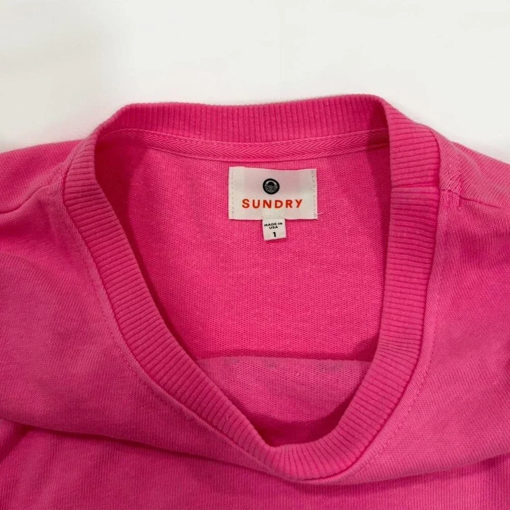 NWOT Sundry 78åÁ Crop Sweatshirt Pigment Neon Pink | Size 1 - Picture 5 of 8